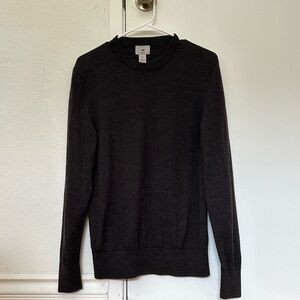 H&M Men's Chocolate Brown 100% Wool Slim Fit Crewneck Sweater Size S